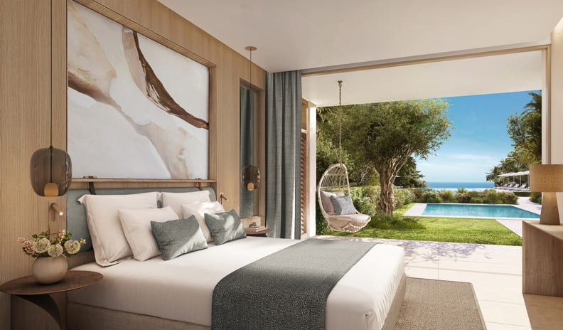 Deluxe Three Bedroom Suite Partial Sea View with Private Pool, Bedroom